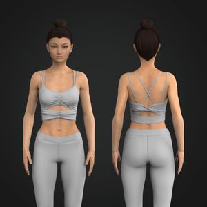 Ladies Ruched Front Cut Out Strappy Sports Bra Tech Pack