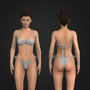 Ladies Ruching Two Piece Bikini Swimsuit Tech Pack