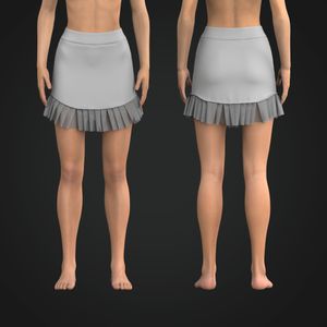 Ladies Ruffled Mesh Tennis Skirt Tech Pack