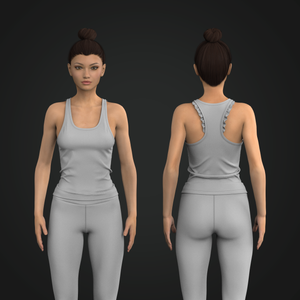 Ladies Ruffled Racer Back Tank Top Tech Pack