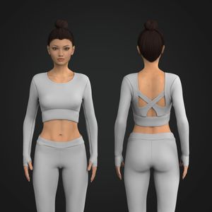 Ladies Runner Sleeve Criss Cross Back Cut Out Crop Top Tech Pack