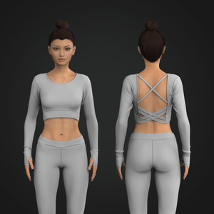 Ladies Runner Sleeve Interlocking Strappy Back Crop Top Tech Pack