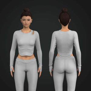 Ladies Runners Sleeve Scallop Bottom Asymmetric Tech Pack