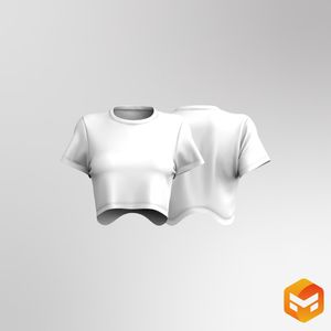Ladies Scallop Bottom Back Crop Tee 3D Garment
