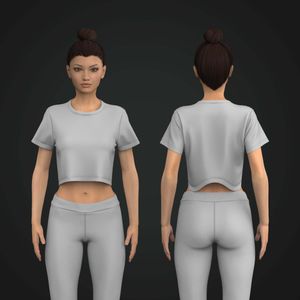 Ladies Scallop Bottom Back Crop Tee Tech Pack
