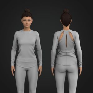 Ladies Scallop Bottom Cut Out Back Long Sleeve Tee Tech Pack