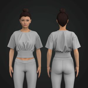 Ladies Scallop Bottom Waistband Relaxed Tee Tech Pack