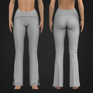 Ladies Scallop Waistband Split Hem Flared Leggings Tech Pack
