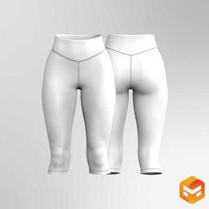Ladies Scalloped Waistband1 9.00 Inch Inseam Leggings - 3D Garment