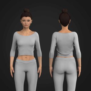 Ladies Scoop Neckline 3/4 Sleeve Fitted Tee Tech Pack