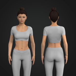 Ladies Scoop Neckline Cap Sleeve Crop Top Tech Pack