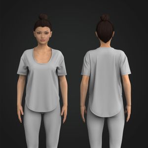Ladies Scoop Neckline Deep Scallop Bottom Relaxed Tee Tech Pack