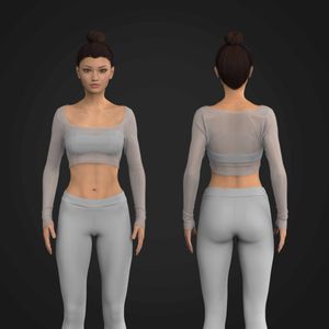 Ladies Scoop Neckline Long Sleeve Crop Mesh Tee Tech Pack
