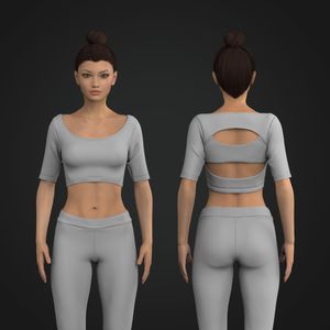 Ladies Scoop Neckline Open Back Crop Top Tech Pack