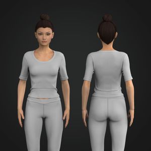 Ladies Scoop Neckline Ribbed Short Sleeve Tee Tech Pack