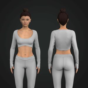 Ladies Scoop Neckline Runner Sleeve Scallop Hem Bottom Cropped Tee Tech Pack
