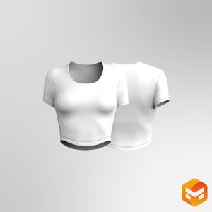 Ladies Scoop Neckline Scallop Bottom Crop Tee 3D Garment
