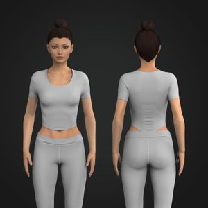 Ladies Scoop Neckline Scallop Bottom Crop Tee Tech Pack