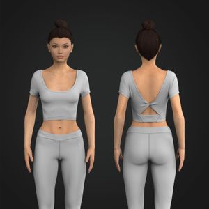 Ladies Scoop Neckline Set In Short Sleeve Twisted Back Crop Top Tech Pack