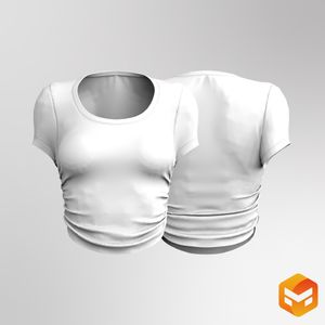 Ladies Scoop Neckline Side Ruching Scallop Bottom Tee 3D Garment