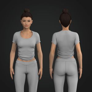 Ladies Scoop Neckline Side Ruching Scallop Bottom Tee Tech Pack