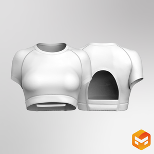Ladies Seamless Compressed Raglan Sleeve Back Cut Out Crop Tee - 3D Garment