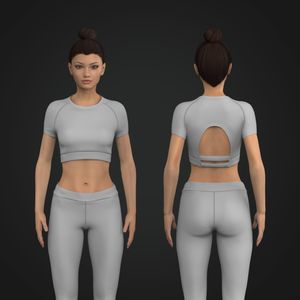 Ladies Seamless Compressed Raglan Sleeve Back Cut Out Crop Tee