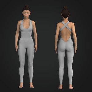 Ladies Seamless Open Back Jumpsuit Tech Pack
