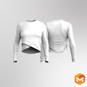 Ladies Set In Long Sleeve Cross Over Hem Top 3D Garment