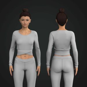 Ladies Set In Long Sleeve Cross Over Waistband Tech Pack