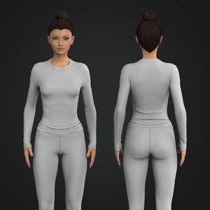 Ladies Set In Long Sleeve Fitted Light Scallop Tee Tech Pack