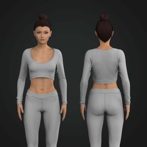 Ladies Set In Long Sleeve Micro Crop Top Tech Pack