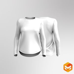 Ladies Set In Long Sleeve Scallop Bottom Tee 3D Garment