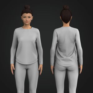 Ladies Set In Long Sleeve Scallop Bottom Tee Tech Pack