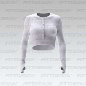 Ladies Set In Runner Sleeve Button Up Crop Top Smart Mockup