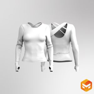 Ladies Set In Runner Sleeve Criss Cross Back Top - 3D Garment