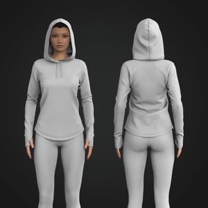 Ladies Set In Runner Sleeve Hooded Sweatshirt Tech Pack