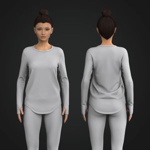 Ladies Set In Runner Sleeve Scallop Bottom Relaxed Tee Tech Pack