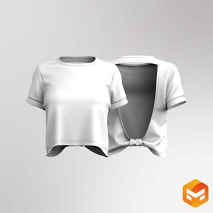 Ladies Set In Short Sleeve Back Opening Tee 3D Garment