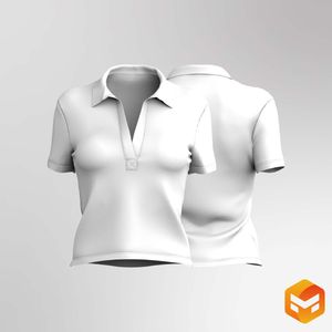 Ladies Set In Short Sleeve Fitted Polo Tee 3D Garment