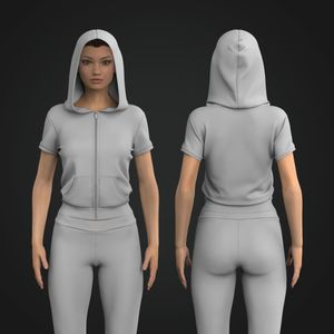 Ladies Set In Short Sleeve Full Zip Hoodie Tech Pack