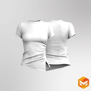 Ladies Set In Sleeve Asymmetric Overlapping Hem Tee - 3D Garment