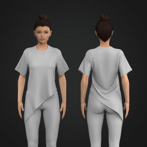 Ladies Set In Sleeve Asymmetrical Split Hem Tee Tech Pack