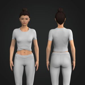 Ladies Set In Sleeve Cross Over Waistband Crop Tee Tech Pack