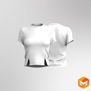 Ladies Set In Sleeve Split Hem Relaxed Tee 3D Garment