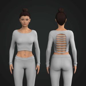 Ladies Set In Sleeve Strappy Back Cut Out Long Sleeve Tee Tech Pack
