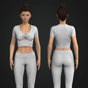 Ladies Set In Sleeve Twisted Front Cut Out Crop Tee Tech Pack