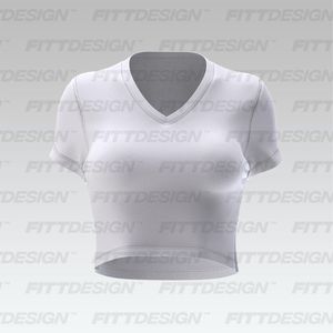 Ladies Set In Sleeve V-Shaped Neckline Crop Tee Smart Mockup