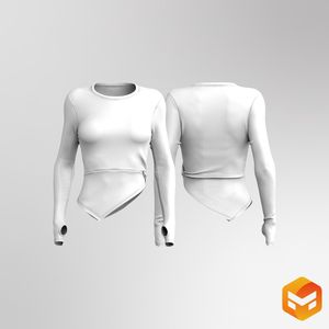 Ladies Set In Twisted Asymmetrical Runner Sleeve Tee 3D Garment