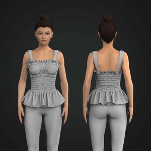 Ladies Shirred Ruffle Bottom Tank Top Tech Pack